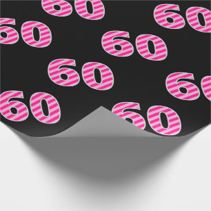 Pink Stripes 60 Event # (Birthday, Anniversary) Wrapping Paper