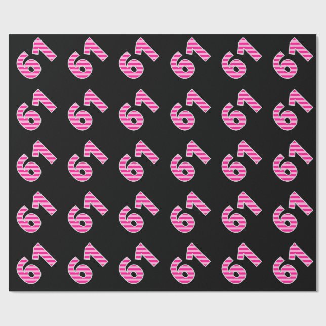 Pink Stripes 61 Event # (Birthday, Anniversary) Wrapping Paper (Flat)
