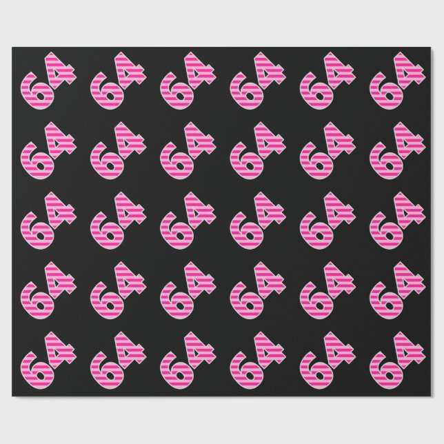 Pink Stripes 64 Event # (Birthday, Anniversary) Wrapping Paper (Flat)