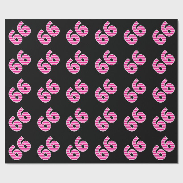Pink Stripes 66 Event # (Birthday, Anniversary) Wrapping Paper (Flat)