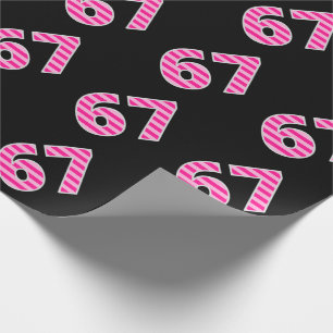 Pink Stripes 67 Event # (Birthday, Anniversary) Wrapping Paper