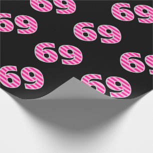 Pink Stripes 69 Event # (Birthday, Anniversary) Wrapping Paper
