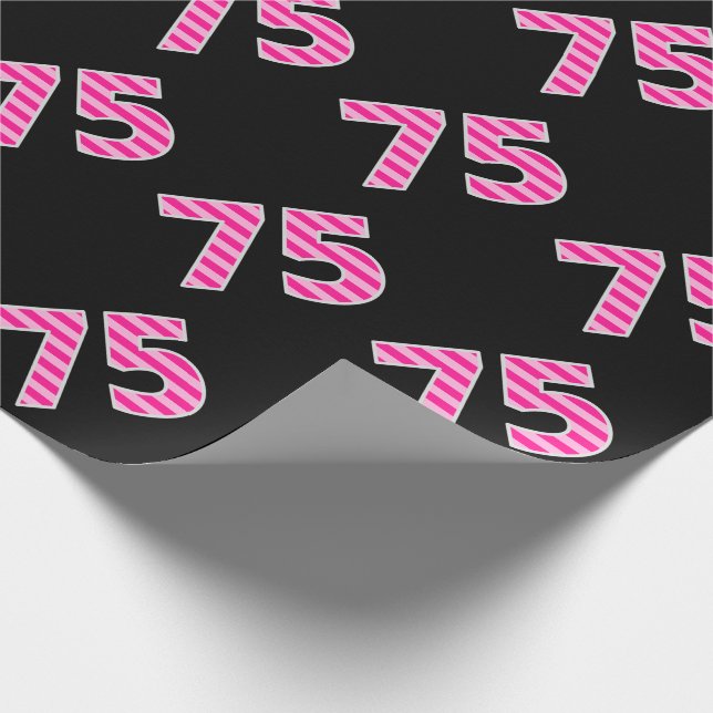 Pink Stripes 75 Event # (Birthday, Anniversary) Wrapping Paper (Corner)