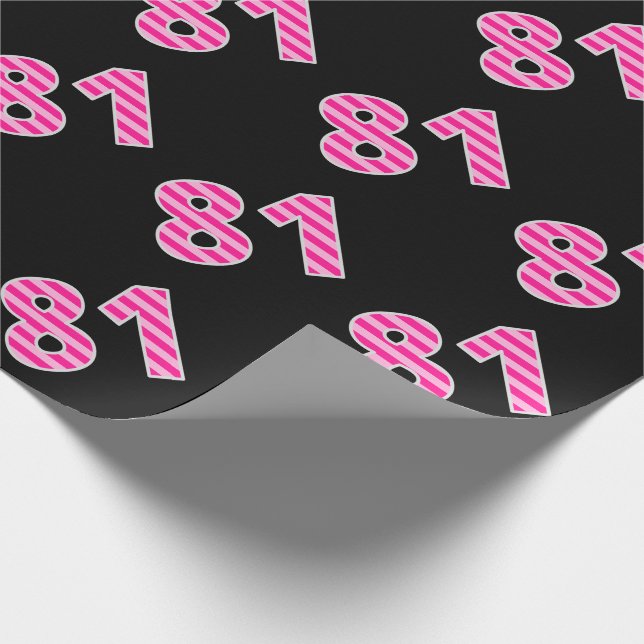 Pink Stripes 81 Event # (Birthday, Anniversary) Wrapping Paper (Corner)