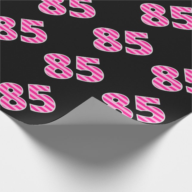 Pink Stripes 85 Event # (Birthday, Anniversary) Wrapping Paper (Corner)