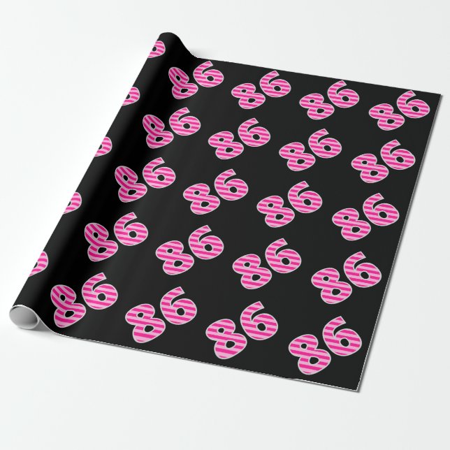 Pink Stripes 86 Event # (Birthday, Anniversary) Wrapping Paper (Unrolled)