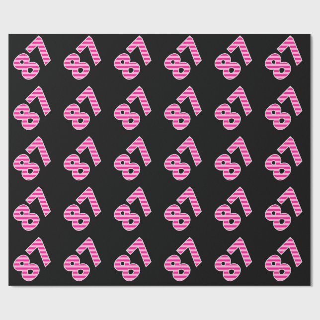 Pink Stripes 87 Event # (Birthday, Anniversary) Wrapping Paper (Flat)