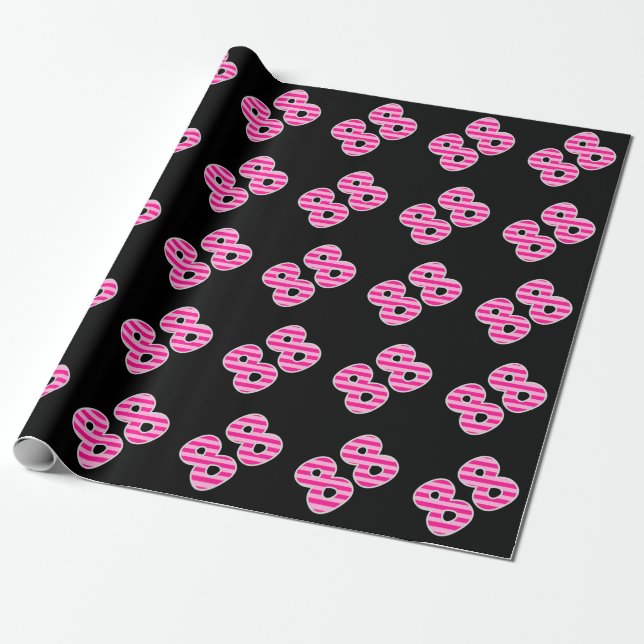 Pink Stripes 88 Event # (Birthday, Anniversary) Wrapping Paper (Unrolled)