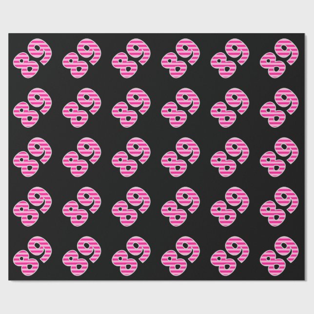 Pink Stripes 89 Event # (Birthday, Anniversary) Wrapping Paper (Flat)