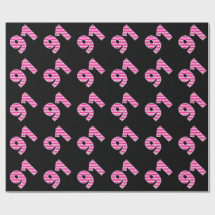 Pink Stripes 91 Event # (Birthday, Anniversary) Wrapping Paper