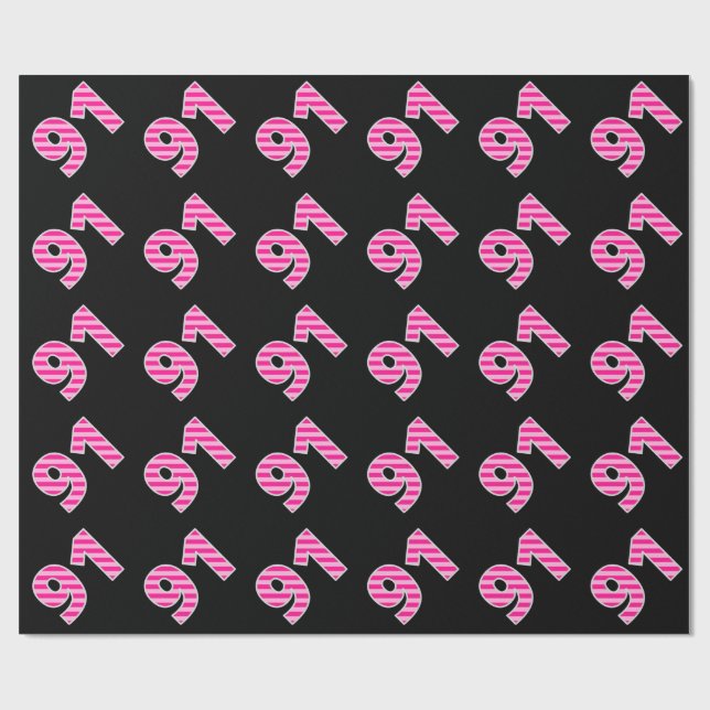 Pink Stripes 91 Event # (Birthday, Anniversary) Wrapping Paper (Flat)