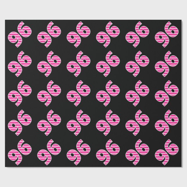 Pink Stripes 96 Event # (Birthday, Anniversary) Wrapping Paper (Flat)