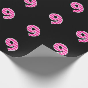 Pink Stripes 9 Event # (Birthday, Anniversary) Wrapping Paper