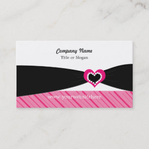 Pink Stripes and Bow Business Card