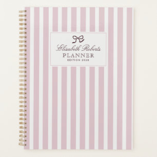Pink Stripes and Bow, Elegant Daily Planner
