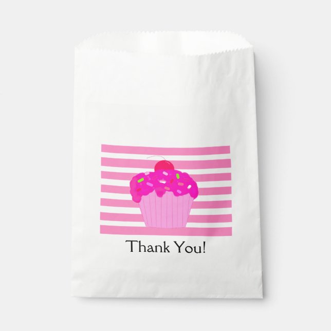 Pink Stripes and Cupcake Favour Bags (Front)