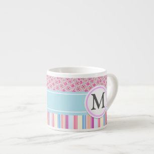 Pink stripes and pattern espresso cup