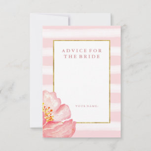 Pink Stripes and Peony Advice for the Bride Card