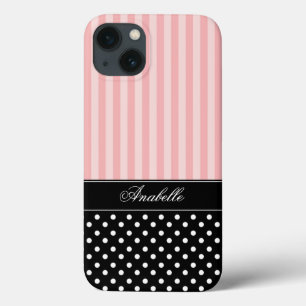 Pink Stripes and Polka Dots iPhone 13 Case