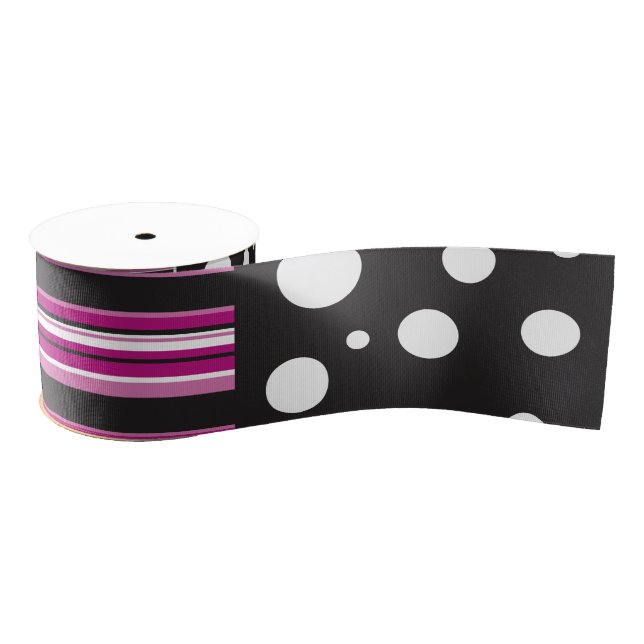 Pink Stripes and Polka Dots Grosgrain Ribbon (Spool)