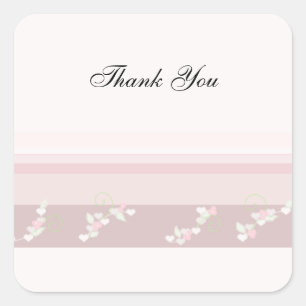 Pink Stripes and Tiny Blossoms Square Sticker