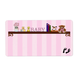 Pink Stripes Baby Shower Guest Name Tag-