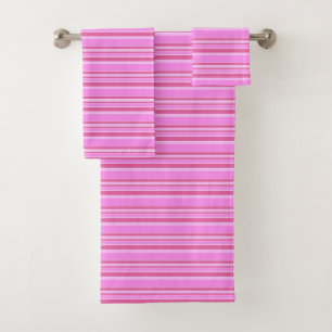 Pink stripes bath towel set