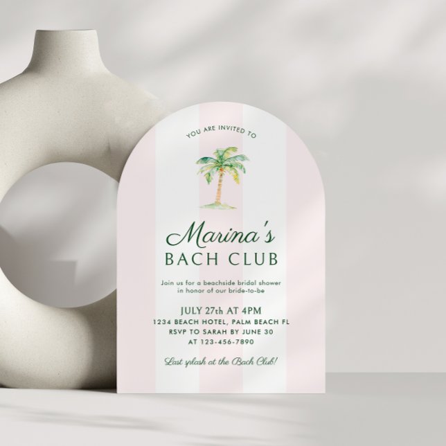 Pink Stripes Beach Bach Club Bridal Shower Arch Invitation (Creator Uploaded)