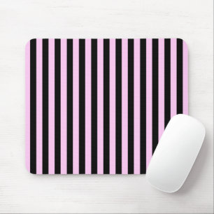 Pink Stripes, Black Stripes, Striped Pattern Mouse Mat