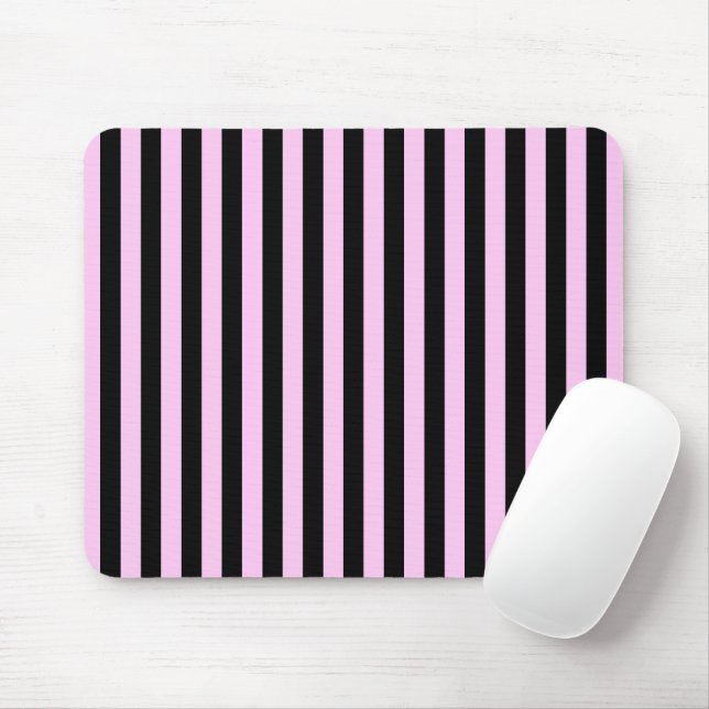 Pink Stripes, Black Stripes, Striped Pattern Mouse Mat (With Mouse)