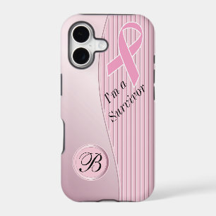 Pink Stripes Breast Cancer Survivor DIY Monogram