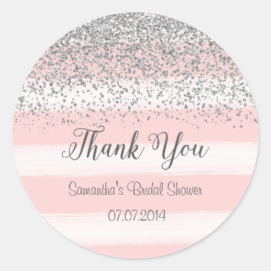 Pink Stripes Bridal Shower Sticker