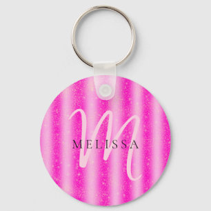 Pink Stripes Bridesmaid Thank you Favour Gift Key Ring
