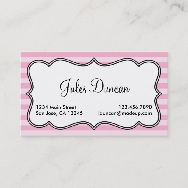 Pink Stripes Business Card (Front)