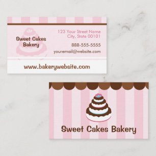 Pink Stripes Cake Bakery with Chocolate Awning Business Card