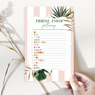 Pink stripes chic bridal shower emoji pictionary