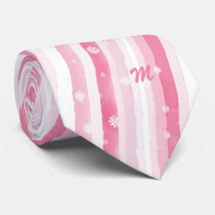 Pink Stripes Christmas Neck Tie