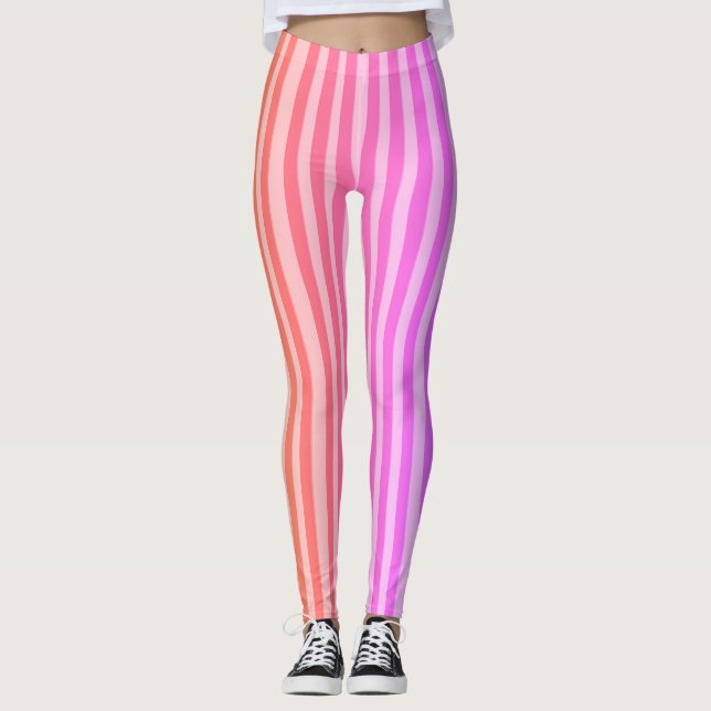 Pink Stripes  Classic  Leggings (Front)