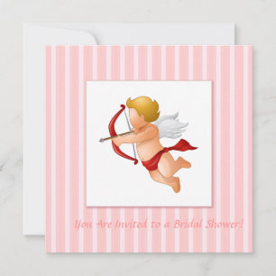 Pink Stripes - Cupid with Arrow Invitation