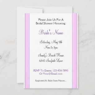 Pink Stripes Custom Bridal Shower Invitations