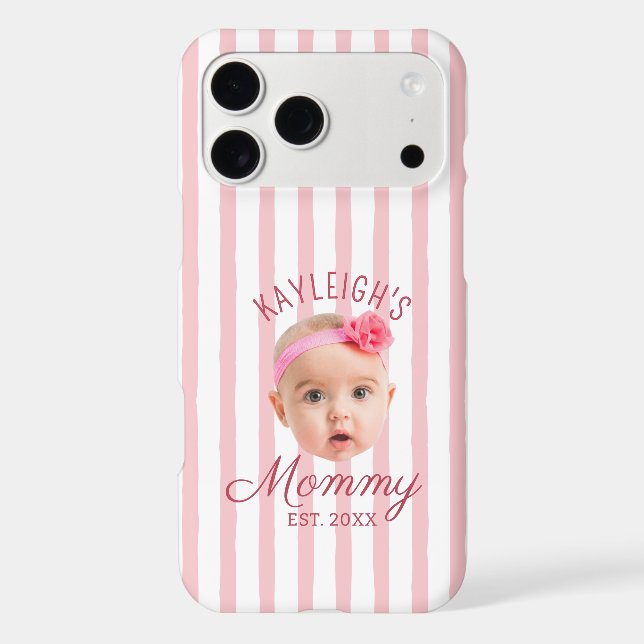 Pink Stripes Custom Face Photo Keepsake Mum Mummy (Back)