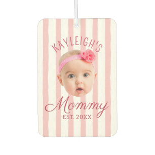 Pink Stripes Custom Face Photo Keepsake Mum Mummy Car Air Freshener