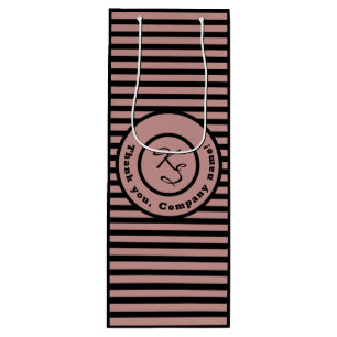Pink Stripes Custom Monogram & Company Name Wine Gift Bag