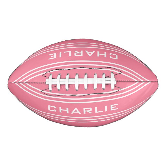 Pink Stripes custom monogram football American Football (Front)