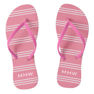 Pink Stripes custom monogram sandals