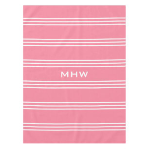 Pink Stripes custom monogram table cloths