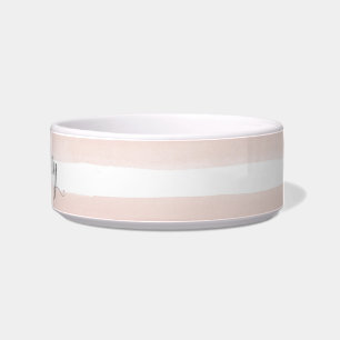 Pink Stripes Custom Name Bowl