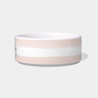 Pink Stripes Custom Name Bowl