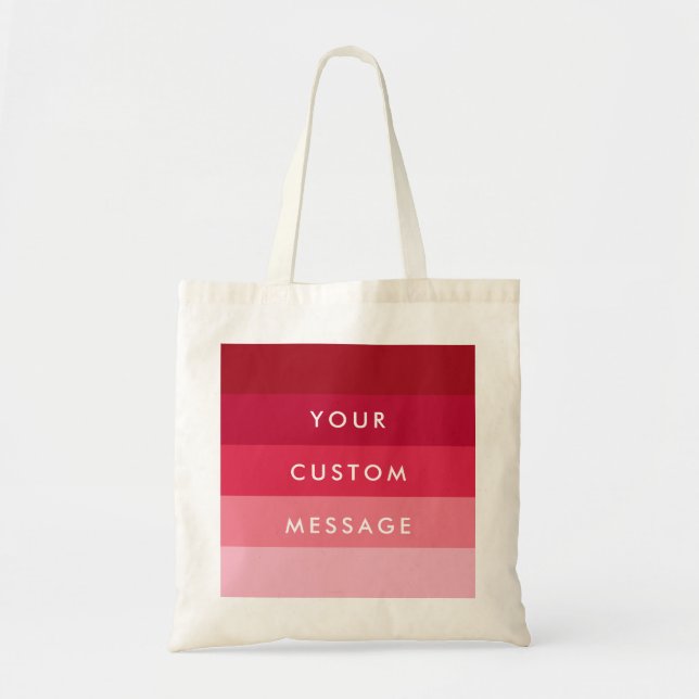 Pink stripes custom text tote bag (Front)