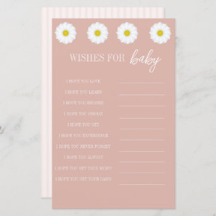 Pink Stripes, Daisy Baby Shower Wishes for Baby